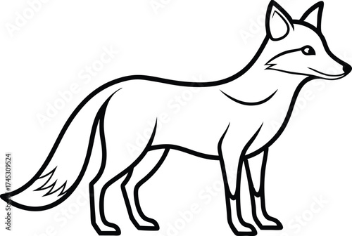 Fox Outline Vector Illustration, Minimalist Fox Line Art Vector, Cunning Fox Silhouette Outline Vector Art

