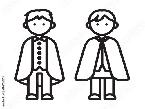 Kids Costumes icon 2D vector line art in a clean minimalist graphic