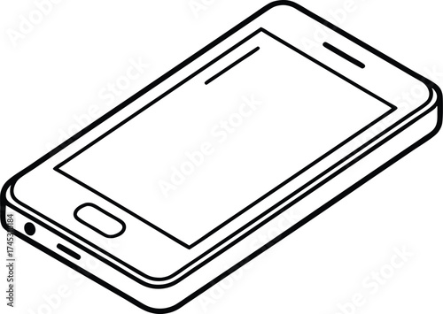 Phone Outline Vector Icon, Minimalist Mobile Phone Line Art 
