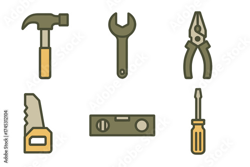 Collection of essential hand tools for home repair and construction work