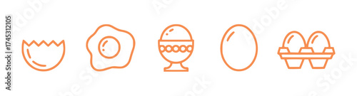 Collection of stylized orange egg icons on a white background