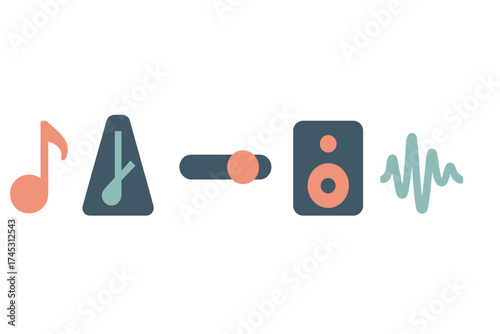 Abstract icons for music and audio control interface elements