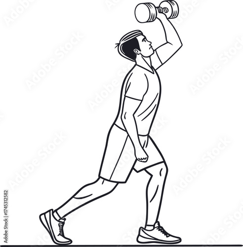 Man lifting dumbbells in workout pose