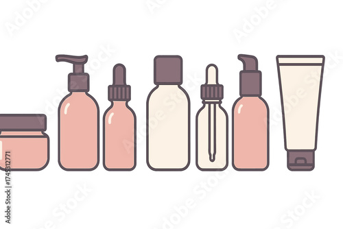 Collection of cosmetic packaging containers for skincare and beauty products