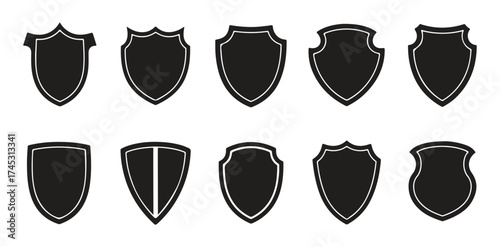 Shield icons set. Protection shield set. Protect signs collection vector illustration.