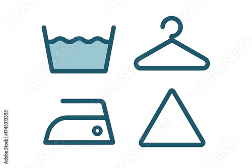 Four essential laundry care symbols for washing hanging ironing and bleaching instructions