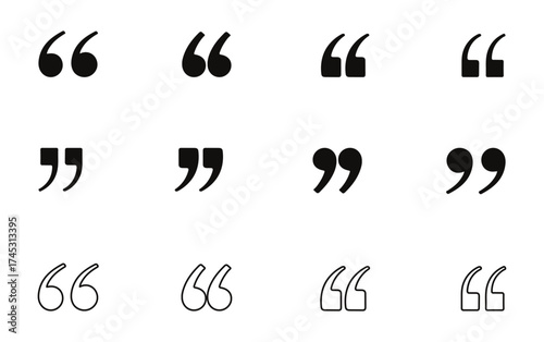 Collection of Quotation Marks in Various Styles. Quotation speech mark vector illustration set.