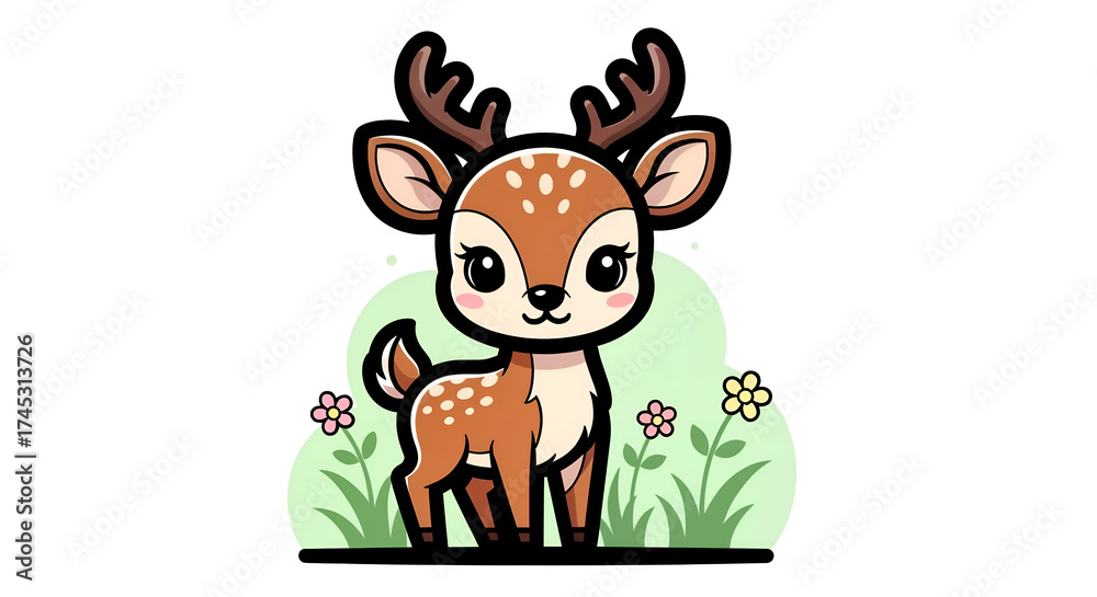 Obraz premium Cute fawn illustration on a white background.