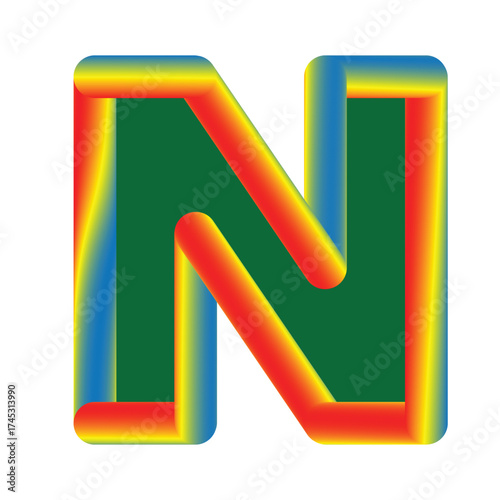 Stylized Letter N – Bold Gradient Typography with Radiant Depth