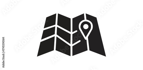 Explore New Horizons with Ease Black and White Map Icon Guide for Adventure and Navigation Planning Travel Discovery