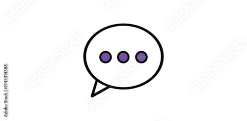 Chat Bubble Icon Design Purple Details Simple Graphic Communication Online Symbol Message Notification Speech Dialogue