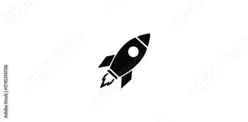 Black rocket launch symbol vector startup innovation illustration business idea technology science speed and success