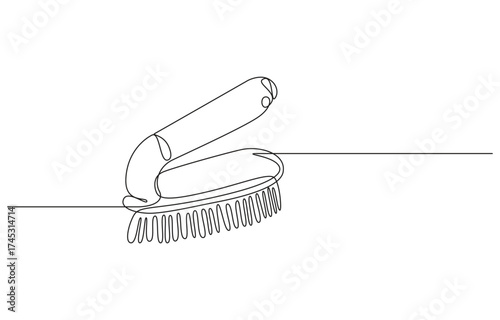 Line Art of a Cleaning Brush, Scrub Brush continuous line art drawing,
