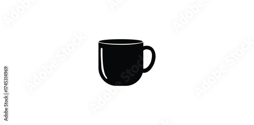 Black Mug Design Coffee Cup Illustration Drinkware Still Life Simple Icon Beverage Container Elegant Simplicity
