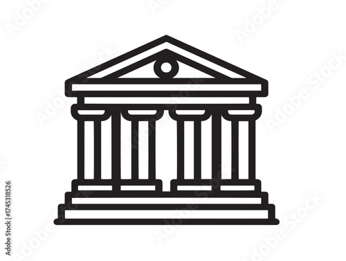 Museum icon 2D vector line art in a clean minimalist art and history design