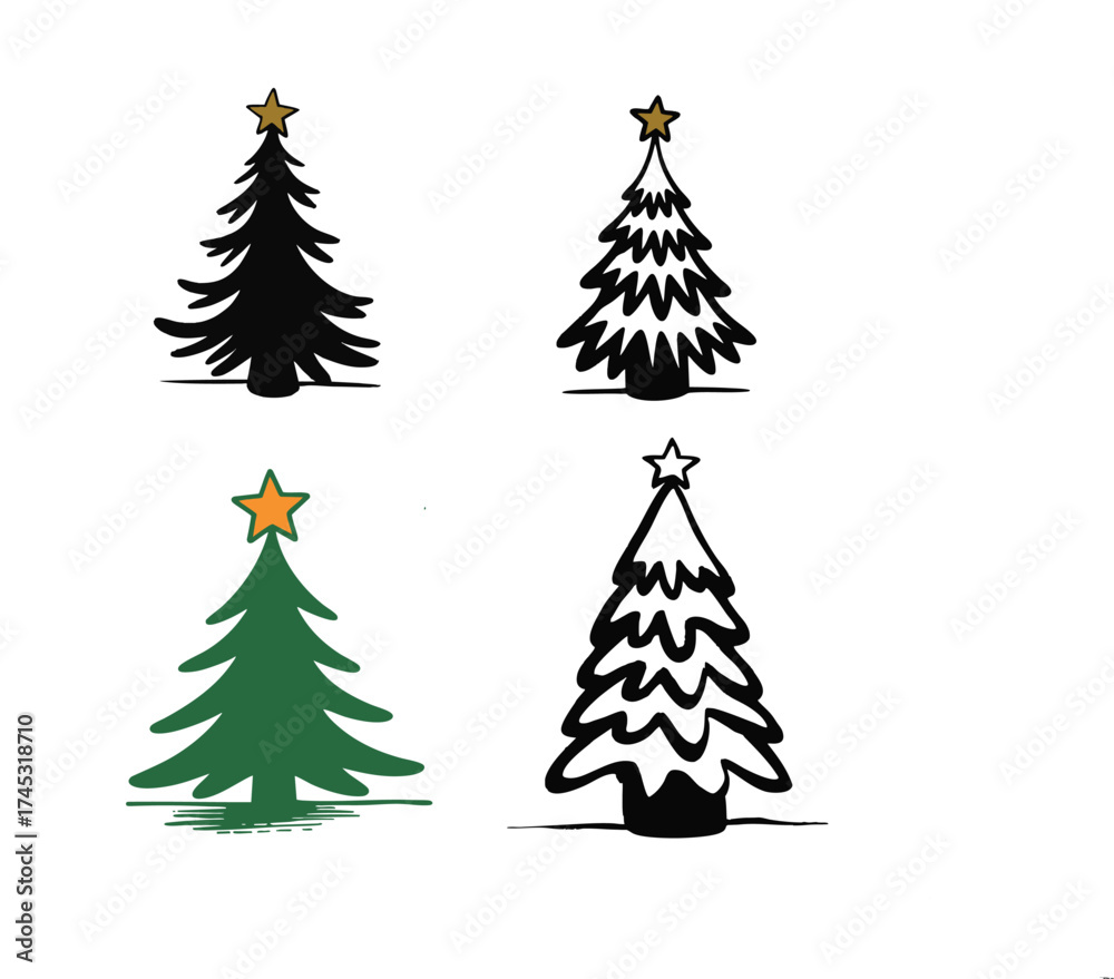 Fototapeta premium Modern Stylized Fir Tree Vector Icons