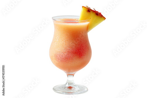 A refreshing tropical cocktail with pineapple slice isolated on transparent background