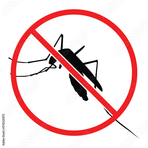 No Mosquito Sign Vector Set — Anti-Insect Repellent Icon, Pest Control and Stop Malaria Warning Symbols