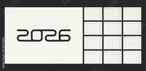 2026 calendar template with cream background