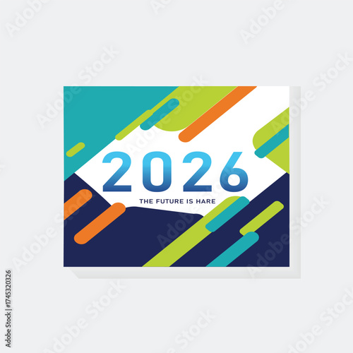 Modern 2026 Year Design with Bold Typography and Geometric Accents for a Futuristic and Dynamic Look