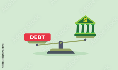 Balancing debt against financial gains on scale
