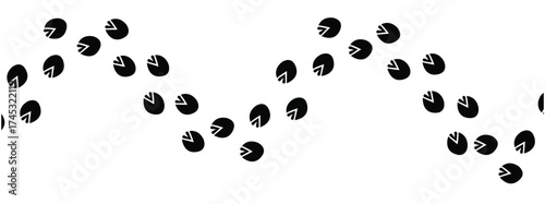 Wild life footprint tracks. Animals paws prints, black silhouettes traces, hunters and zoologists manual, stickers with text, zebra, rat and dog, isolated vector set in eps 10.