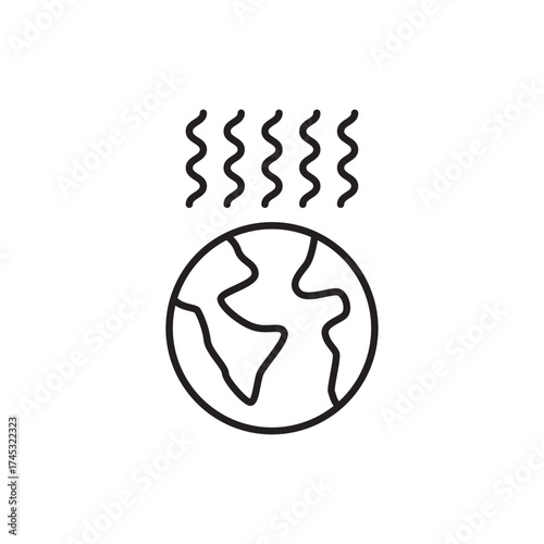 Global Warming Earth Pollution Climate Change Line