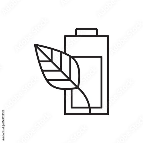 Battery Energy Storage with Leaf Outline Icon