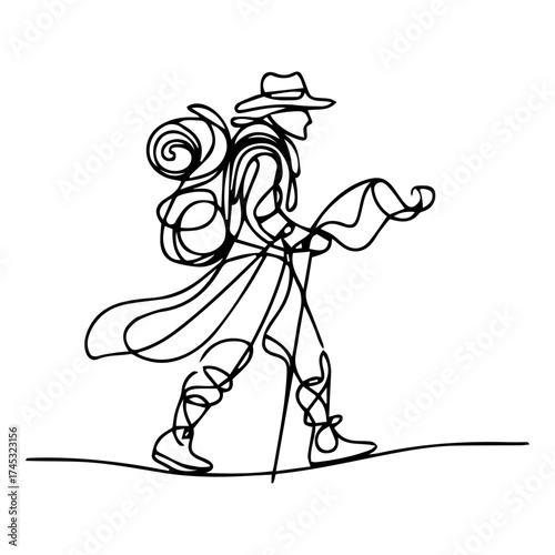 Wandering Traveler with Backpack