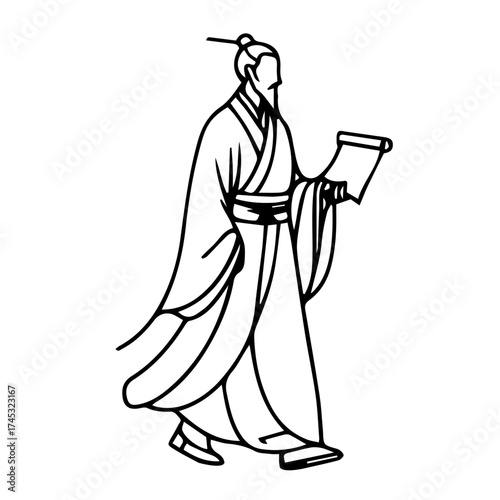 Traditional Scholar with Scroll