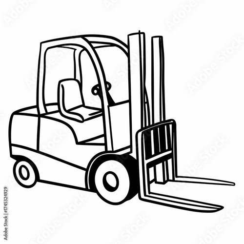 Continuous line drawing of a forklift in minimalist style  