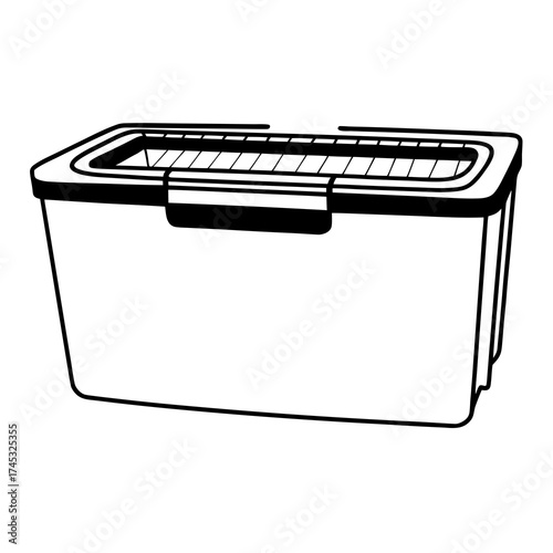 Plastic storage container with removable lid in minimalist design  
