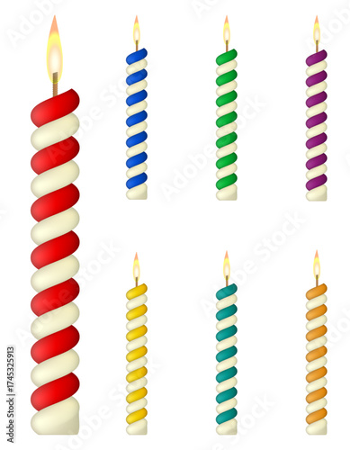 candles for birthday cake cartoon stock vector illustration isolated on white background