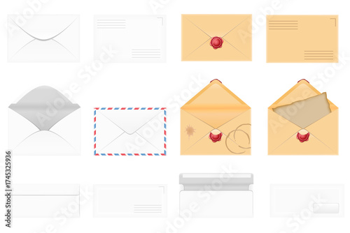 envelopes for sending letters cartoon stock vector illustration isolated on background