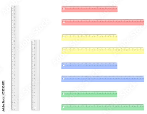school transparent colored ruler cartoon stock vector illustration isolated on background