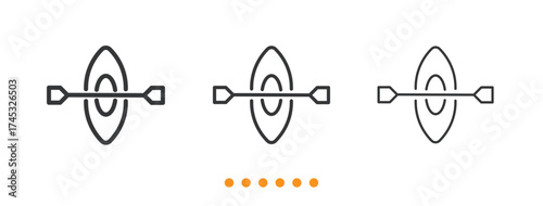 Kayak and paddle icon. Thin line icon vector