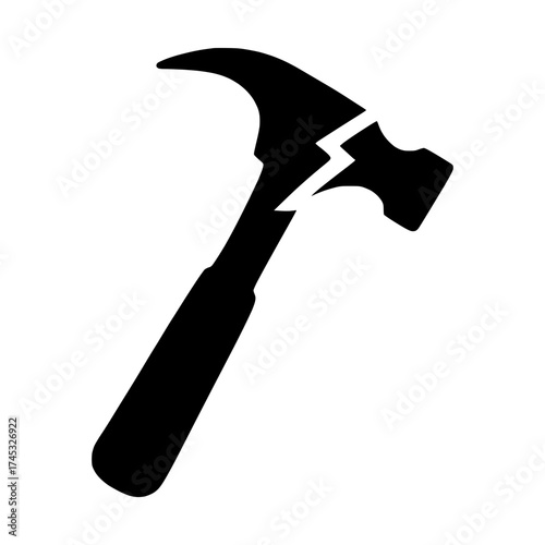 hammer with a crack, symbolizing failure, broken tools, or repair needs
