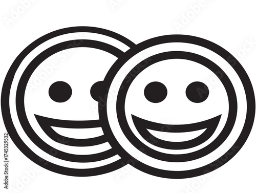 Party Emojis icon 2D vector line art in a clean minimalist joyful reaction icons