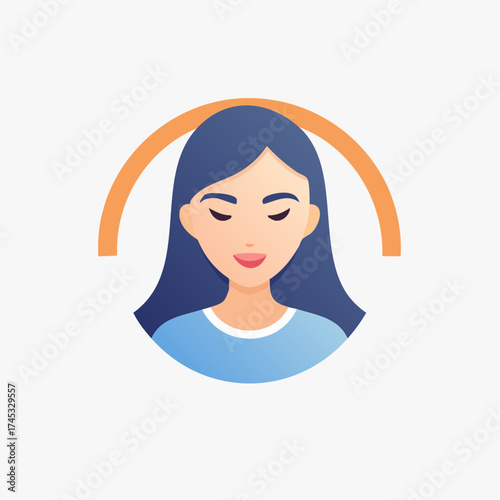 Abstract circular logo design with orange and blue segments, enclosed in a layered ring.