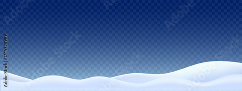 Abstract smooth realistic snow rolling waves or hills. This minimalist pastel colored winter landscape vector illustration
