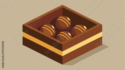 A chocolate truffle set in a stylish magnetic closure box adorned with a goldfoiled pattern and an insert holding the confections in place for a refined unboxing experience.