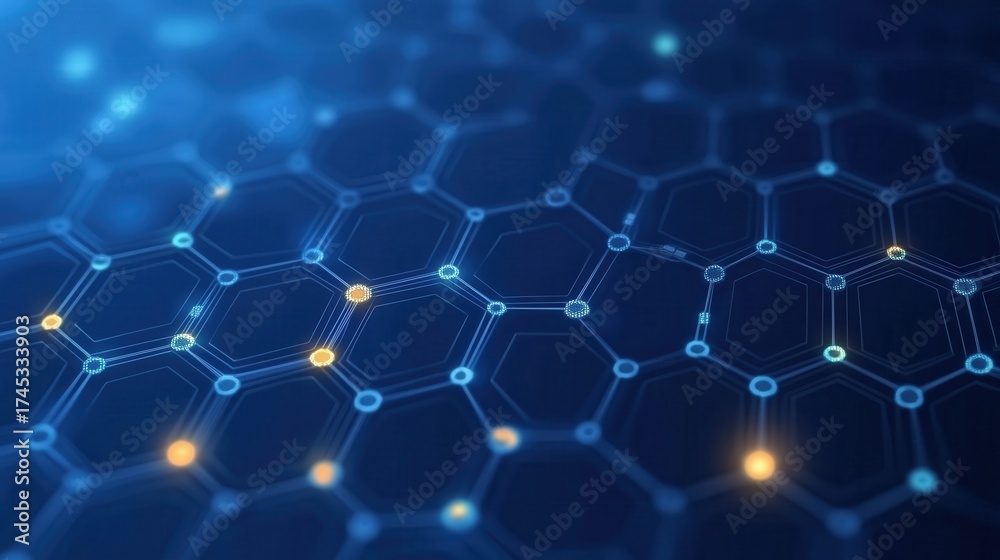 Obraz premium Abstract hexagonal network with glowing nodes