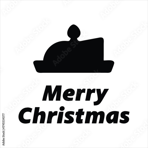 Simple black silhouette of a christmas cake with a single candle celebrating the holidays festive dessert icon for winter celebrations and seasonal greetings