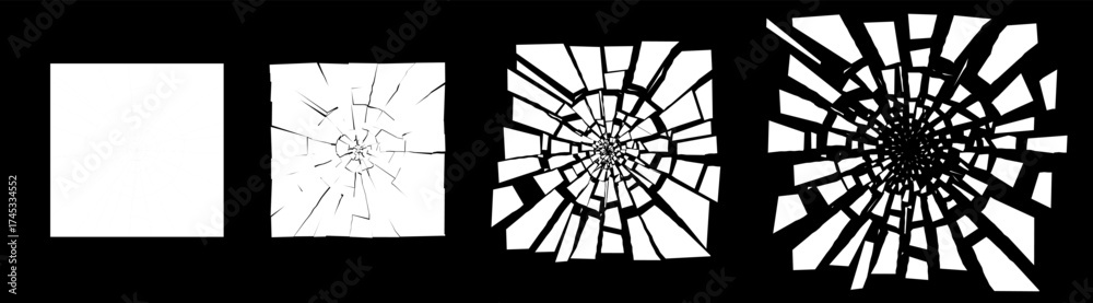 Φωτογραφία Square shattered glass pattern with flying fragments