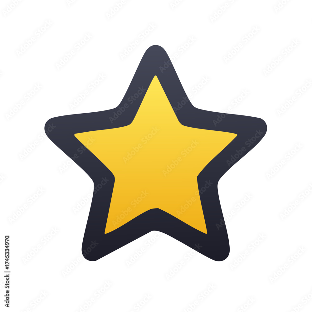Obraz premium A simple graphic of a yellow star with a dark outline and subtle gradient