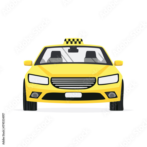 Bright Yellow Taxi Cab Illustration Transportation Vehicle Service Icon