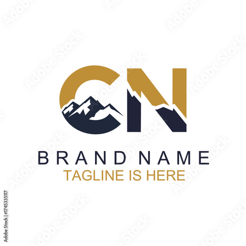 Initial C N Logo Design For Mining Company