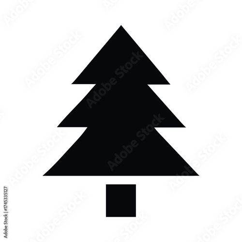 Simple silhouette tree icon graphic design element natural nature outdoor forest woodland organic plant symbol evergreen conifer spruce fir pine