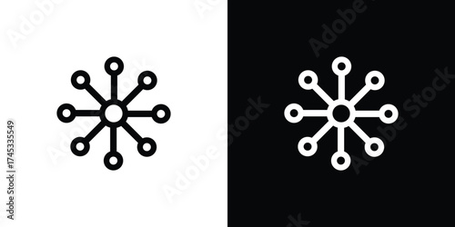 Connection Node with Eight Branches on White and Black Backgrounds