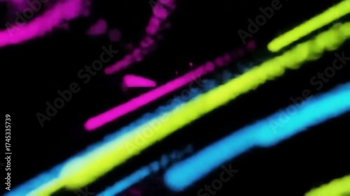 Abstract Neon Light Trails on Black Background Dynamic and Energetic Motion Graphics.